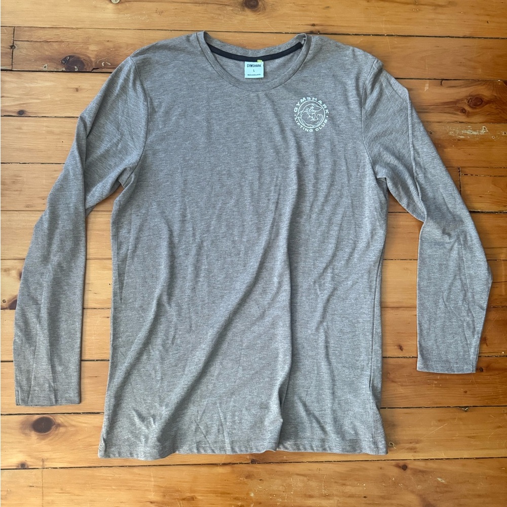 Gymshark LEGACY LONG SLEEVE T-SHIRT, lifting club men’s large light brown.